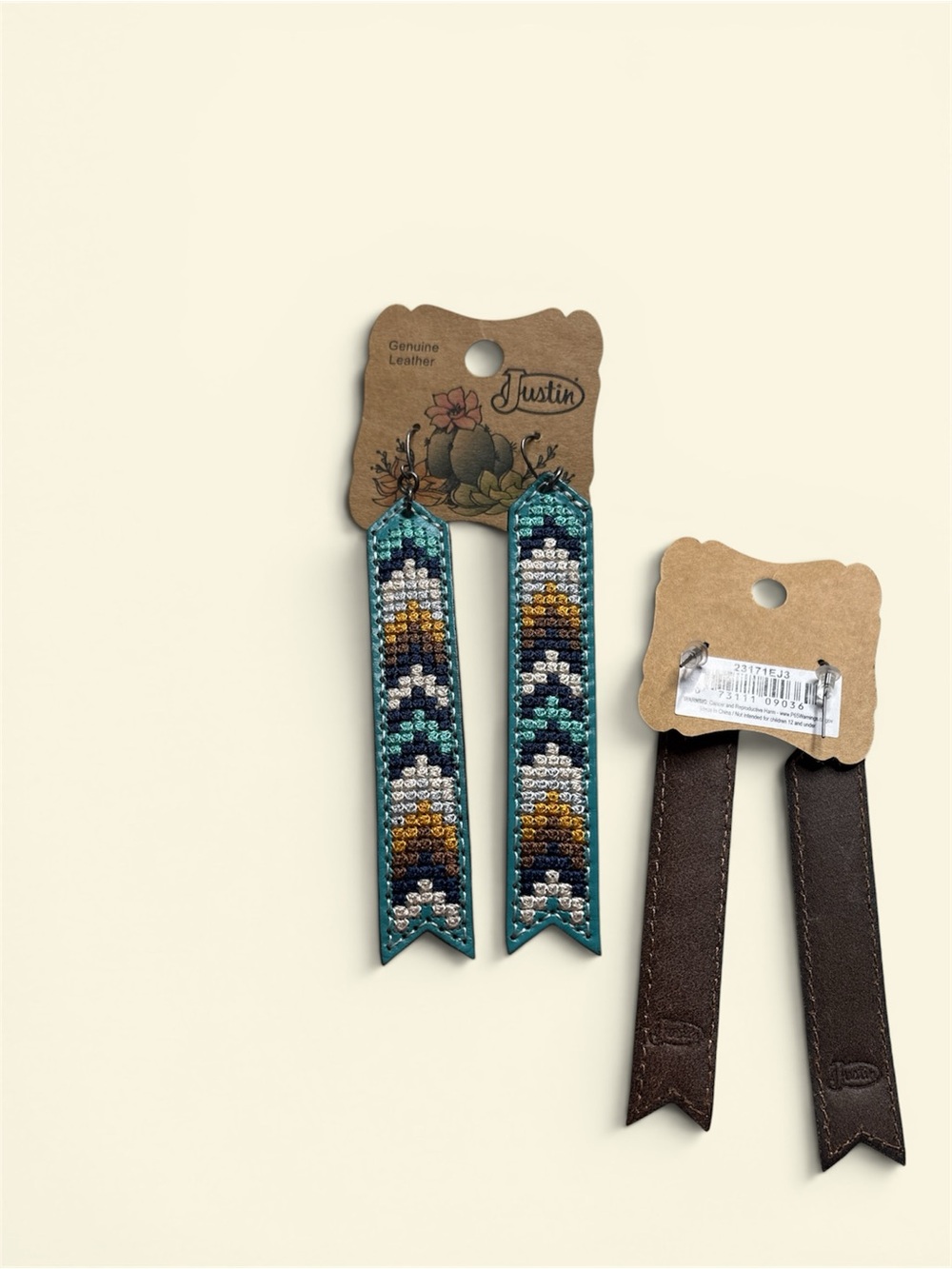 Justin Boots Teal and Navy Beaded Chevron Kids Hair Ties